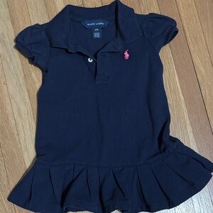 Ralph Lauren Kids Polo Dress in Navy with Pink Logo